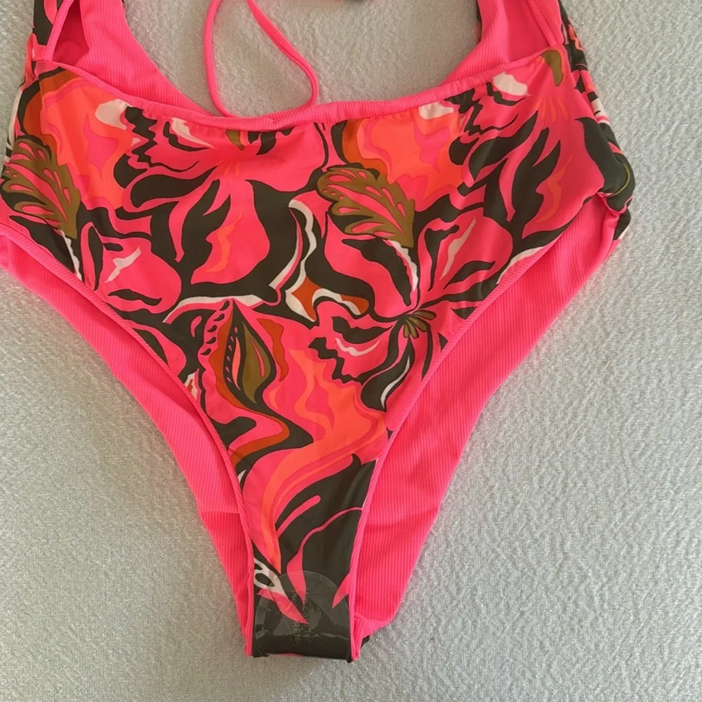 Maaji Coral Lava Reversible Cut-out One-Piece Swimsuit, Size Large, $168